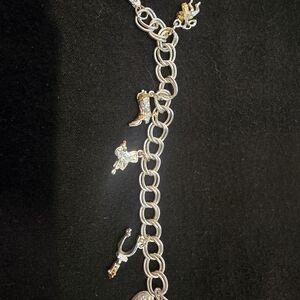 Two-Tone Western Charm Chain Bracelet in Gold and Silver
